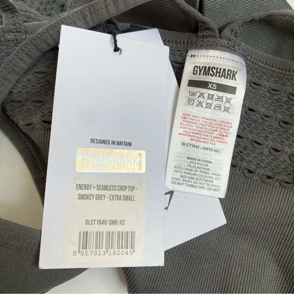 GYMSHARK Smokey gray ENERGY + SEAMLESS CROP TOP sports bra - Picture 3 of 3